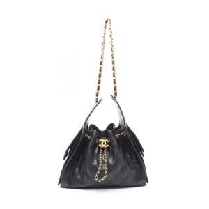 Chanel Shoulder Bag Caviar Leather Grained Calfskin Black
